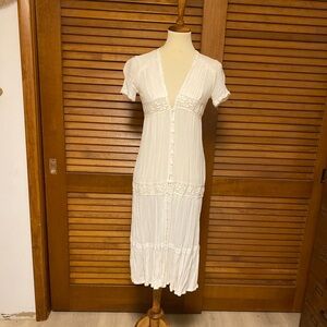Elegant White Button Up Dress or Beach Cover Up